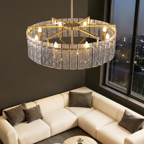 31.5" Modern Water Ripple Glass Chandeliers (Gold / 31.5")