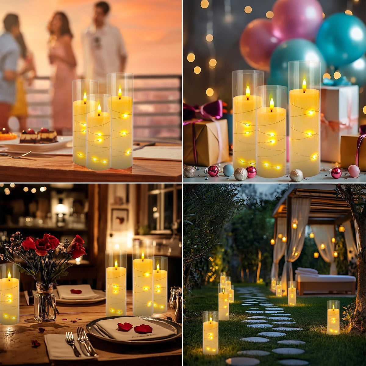 Christmas Decoration Flickering Flameless Candles - 24 Pack, Ivory-4