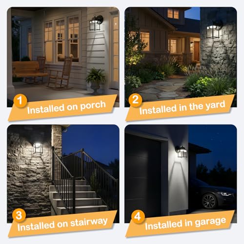 Outdoor Wall Light Fixture (5000K Black / 1-pack)