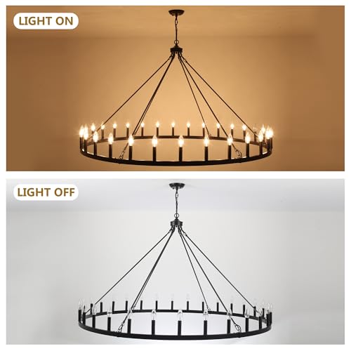 Black Extra Large Wagon Wheel Chandelier (Black-30 lights)