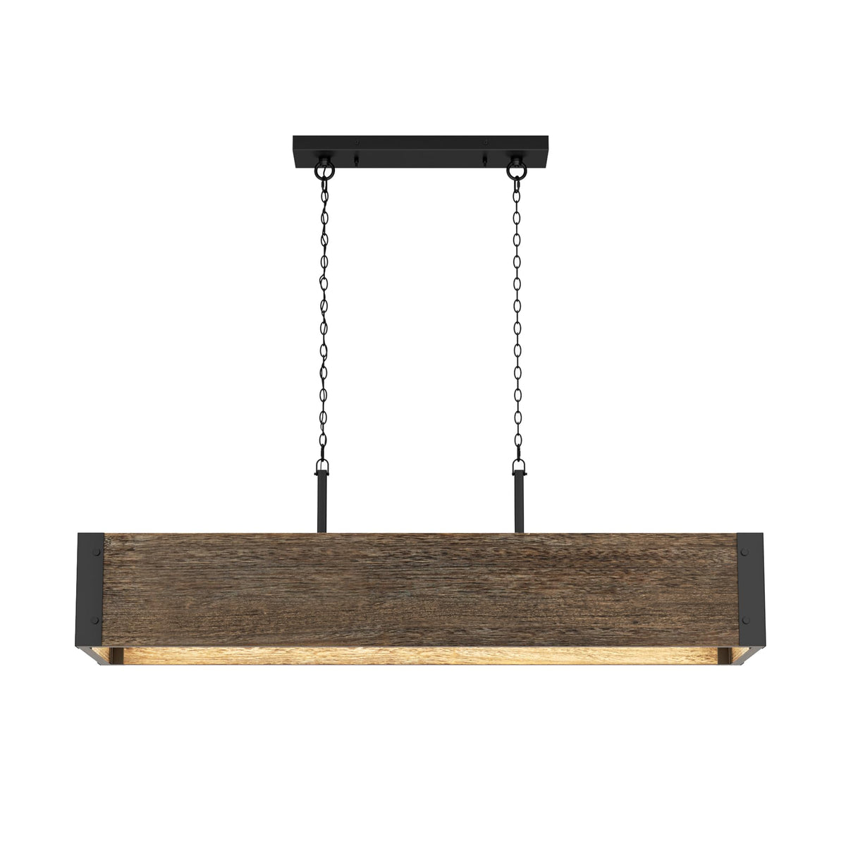 White Washed Wood Chandelier (White Washed Wood / 5-Light Rectangular)
