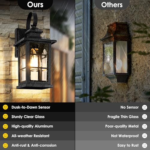 2 Pack Dusk to Dawn Outdoor Wall Light Fixtures (13.6" (2-Pack）)