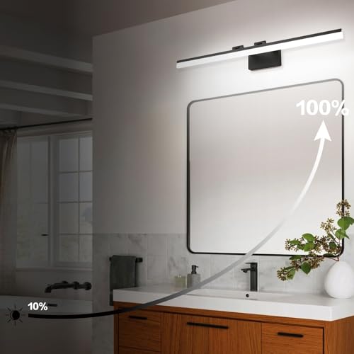 Modern Dimmable LED Vanity Light 39.3 inch Black Aluminum Frosted Acrylic for Bathroom Vanity Lighting Fixtures White Light 5500K (Matte Black- Dimmable / 40-inch)