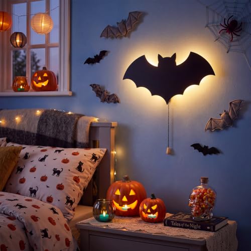 Halloween Bat Night Light Wall Lamp Sleeping Nursery Lighting (Bat)