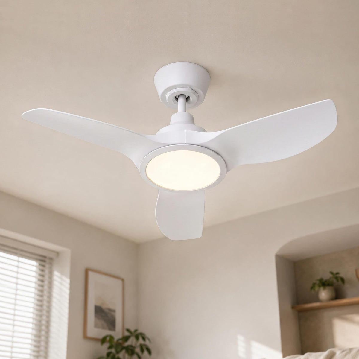 36" Small Ceiling Fan with Light (White / 36 Inch)