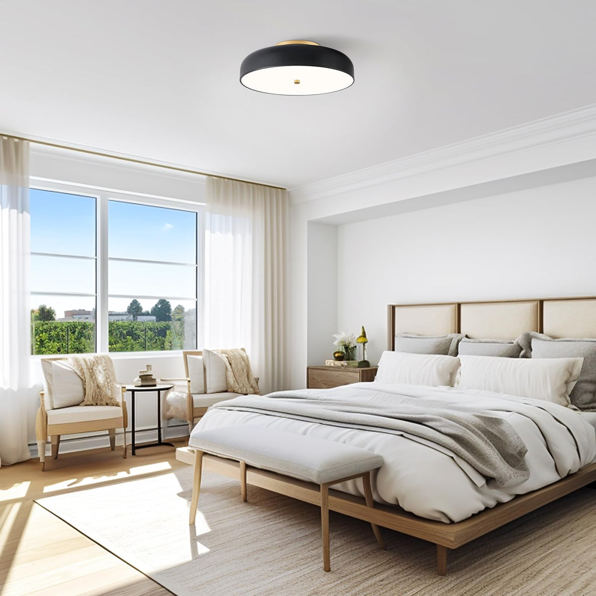 Dimmable LED Ceiling Light Fixture (Black / 15.74IN)