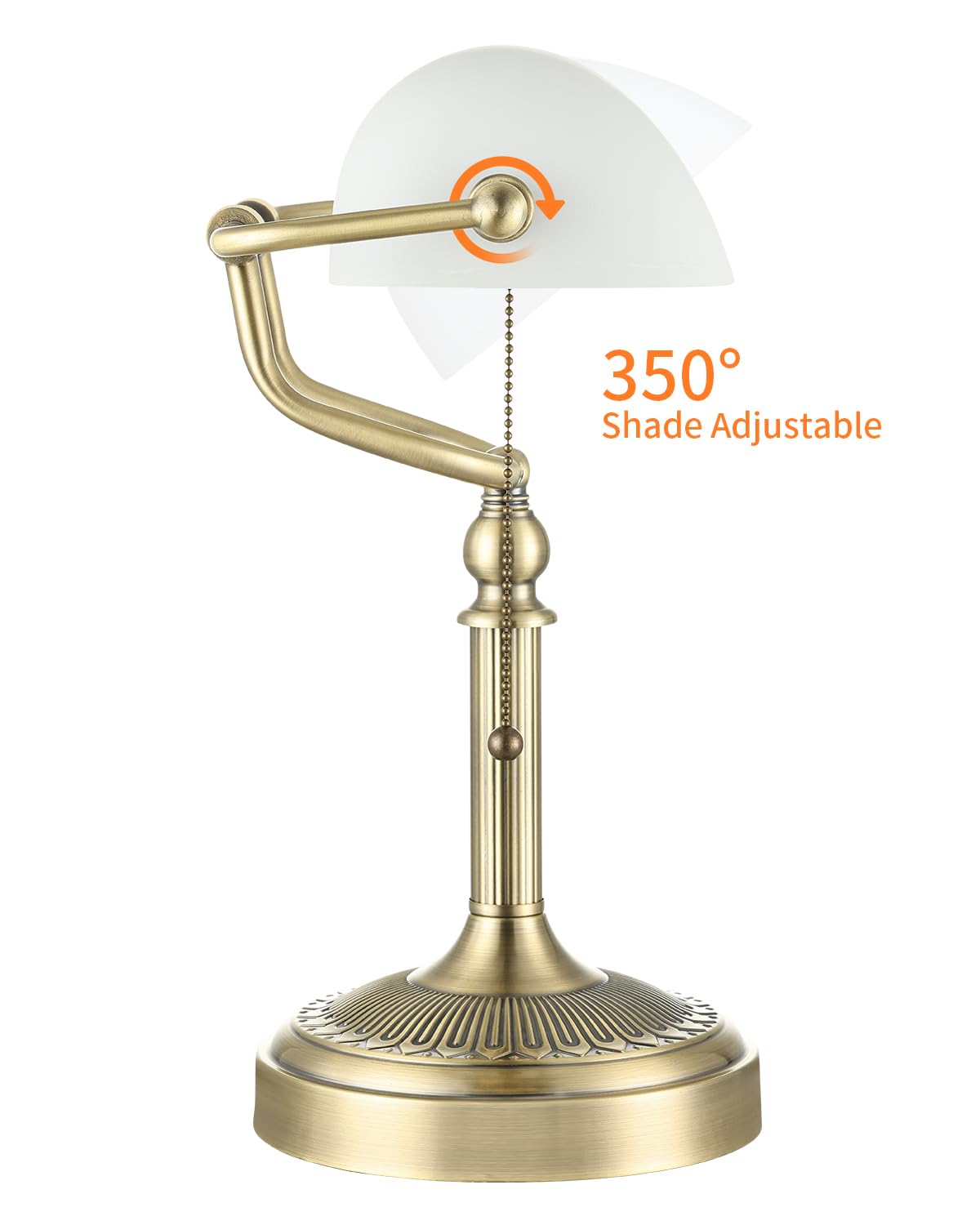 White Matted Glass Bankers Desk Lamp (Matted White-Green Bronze Base / Classic)