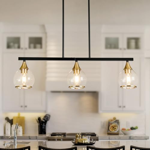 Island Light for Kitchen (Black and Gold / 3-Light)