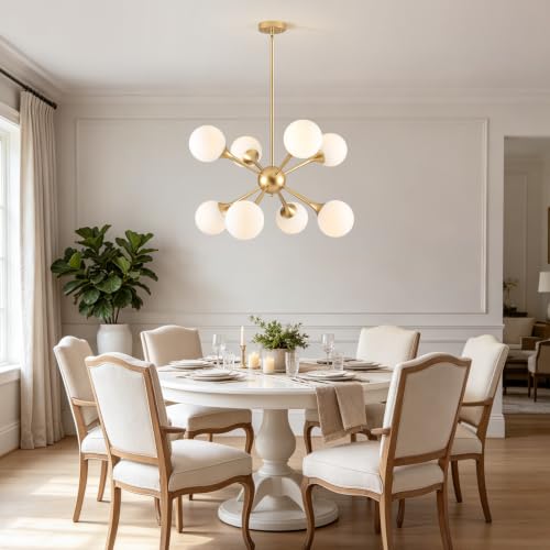 28.3" Glass Globe Chandelier 8 (Gold-8)