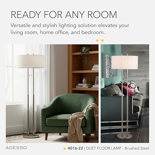 2 Light Floor Lamp (Satin Steel / Floor Lamp)