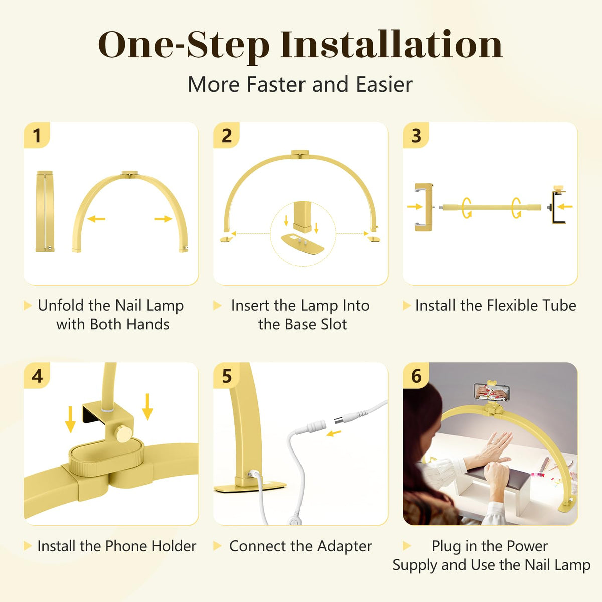 Half Moon Light for Nail Desk (Gold / 29 inch)