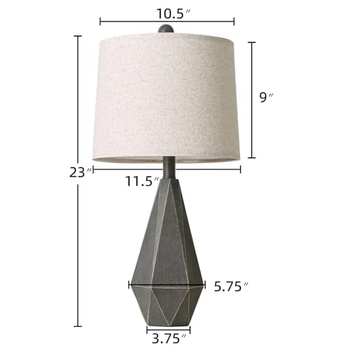 23'' Table Lamps Set of 2 for Living Room Bedroom (Medium - Dark Grey)