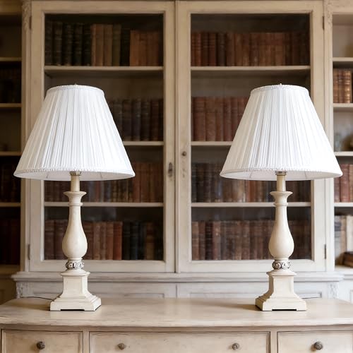 White Pleated Lamp Shades Set of 2 6"×13"×9.8" Bell Shade (6*13*9.8in / White-2 Pack)