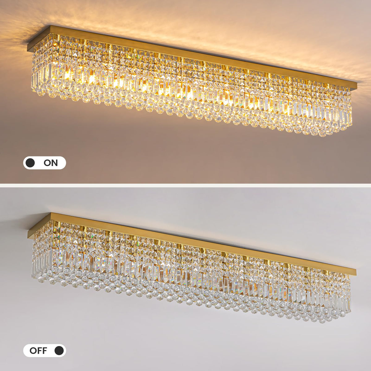 Rectangular Chandelier (Gold(Ceiling) / L59")