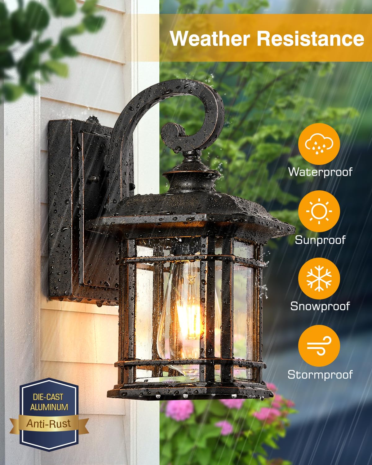 Oil Rubbed Bronze Outdoor Light Fixture (Oil-Rubbed Bronze / 12.4 in Dusk to Dawn 1 Pack)