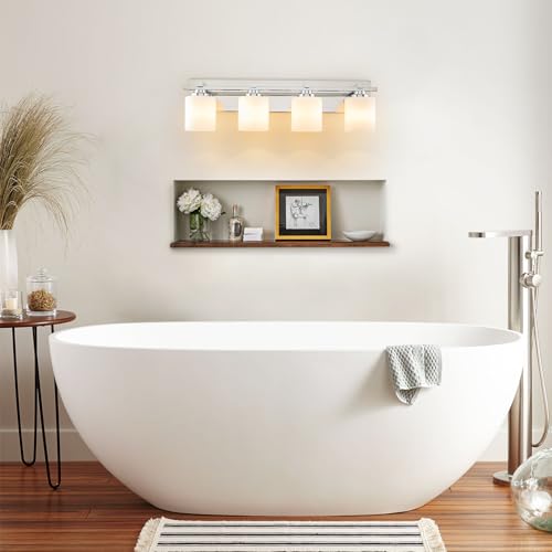 Modern Bathroom Light Fixtures Over Mirror (Chrome / 27.16 inch-4-Light)
