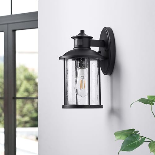 2 Pack Black Motion Sensor Outdoor Wall Light No Assembly Required (Black / 2 Pack H11.5" Motion)