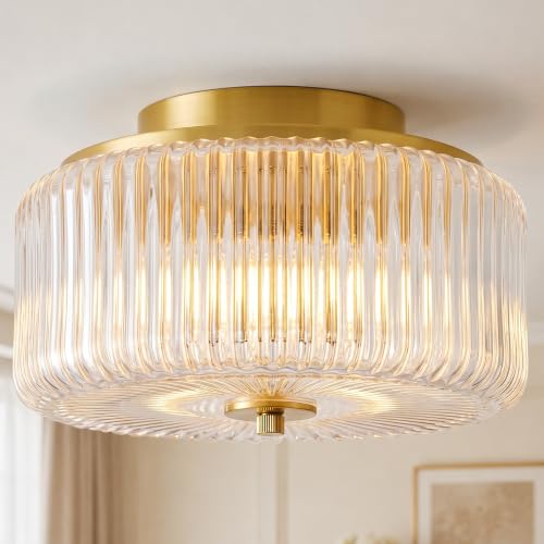 Gold Flush Mount Ceiling Light for Entryway (Gold/Clear-Flush Mount)
