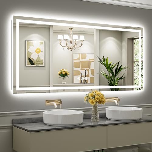 77x36 Inch LED Bathroom Mirror with Lights (Backlit+front Lit / 77"L x 36"W)