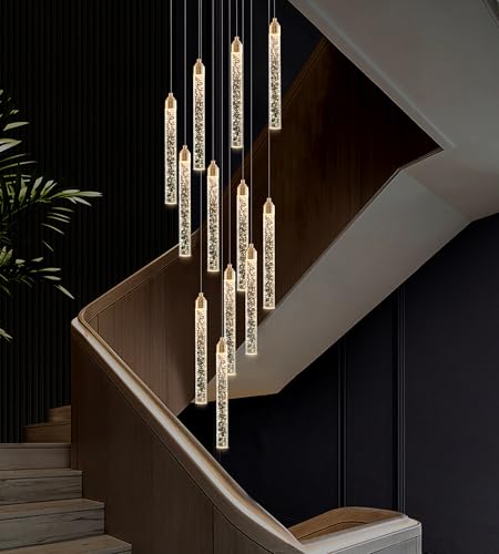 12 Lights High Ceiling Crystal Staircase Chandelier Gold (Gold / 12 lights)