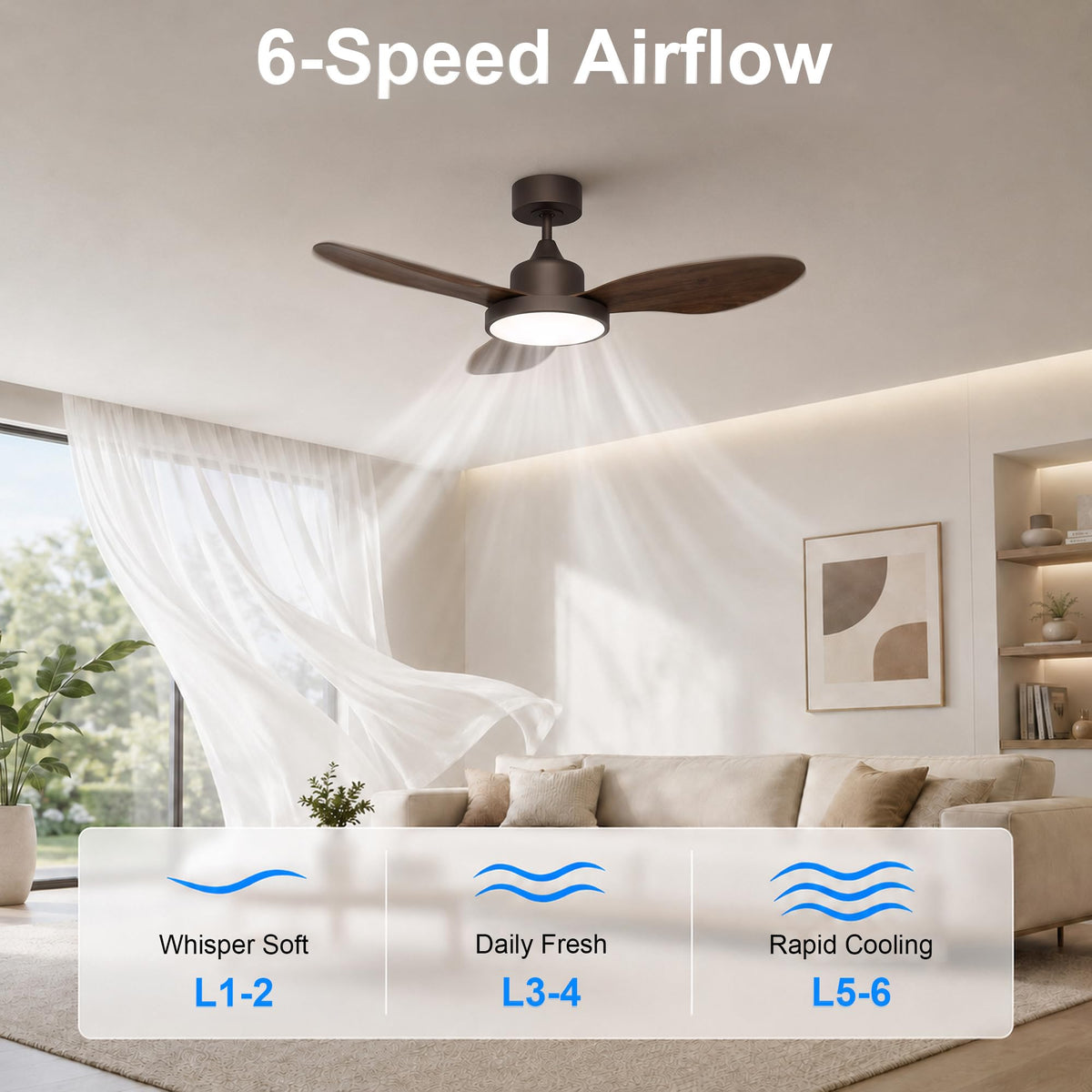 42" 2 Pack Ceiling Fan with Lights (Oil Rubbed Bronze & Walnut / 42 Inch)