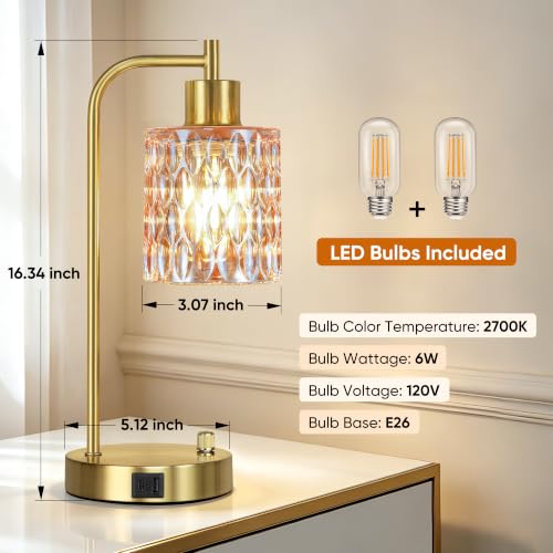 Table Lamps Set of 2 (Gold&‎Champagne-3)