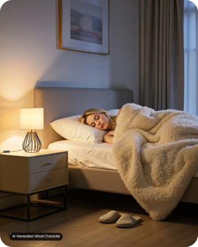 Small Table Lamp for Bedroom (White + Black)