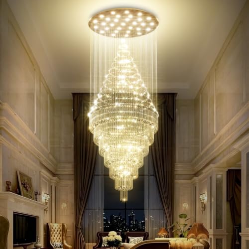 D59''X H120'' Modern Large Crystal Chandelier for High Ceiling (Gold / D59"X H120")