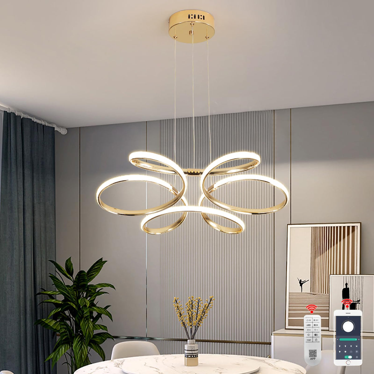 23 inch Modern Chandelier for Dining Room (Gold Dia 23")