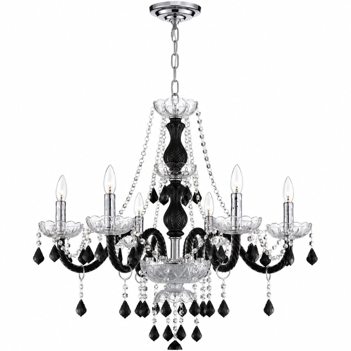 Saint Mossi Black and Clear Crystal Chandelier (Black and Clear Crystal / W28" 1 Tier)