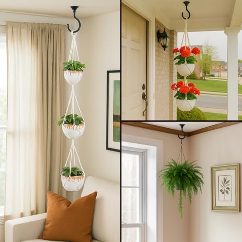 Heavy Duty Ceiling Hooks for Hanging Plants 8 Pack (Black)