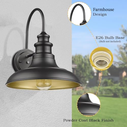 Dusk to Dawn Sensor Outdoor Barn Light Fixtures Outdoor Wall Sconces Farmhouse Wall Mount Lights Exterior Light Fixture Black Finish Industrial Wall Lantern for Porch (Black / 03-DDRZ004-4PACK(Dusk to Dawn))