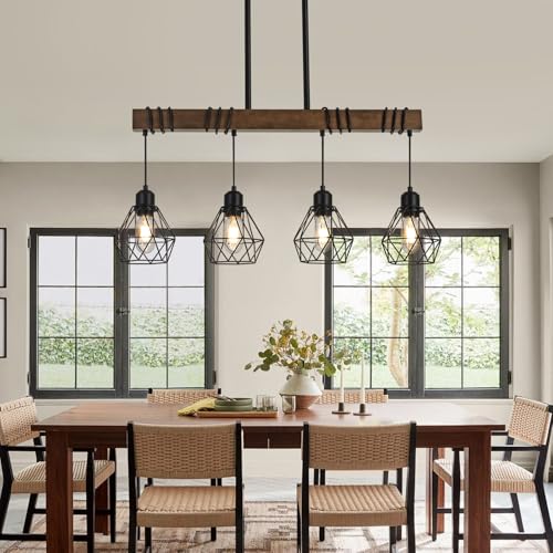 Farmhouse Dining Room Light Fixture (Black / 4-Light)