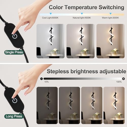 Plug in Pendant Light (Black,Dimmable)