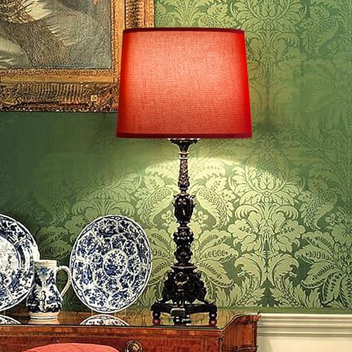 Burgundy Lamp Shade Set of 2 Medium Drum (11"×13"×10"-2 PCS / Burgundy Natural Faux Silk)