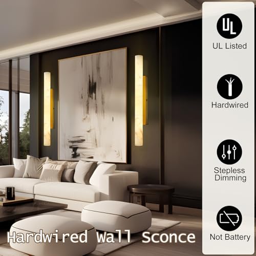 Brass Alabaster Wall Sconces (Brass-1 PC / 36")
