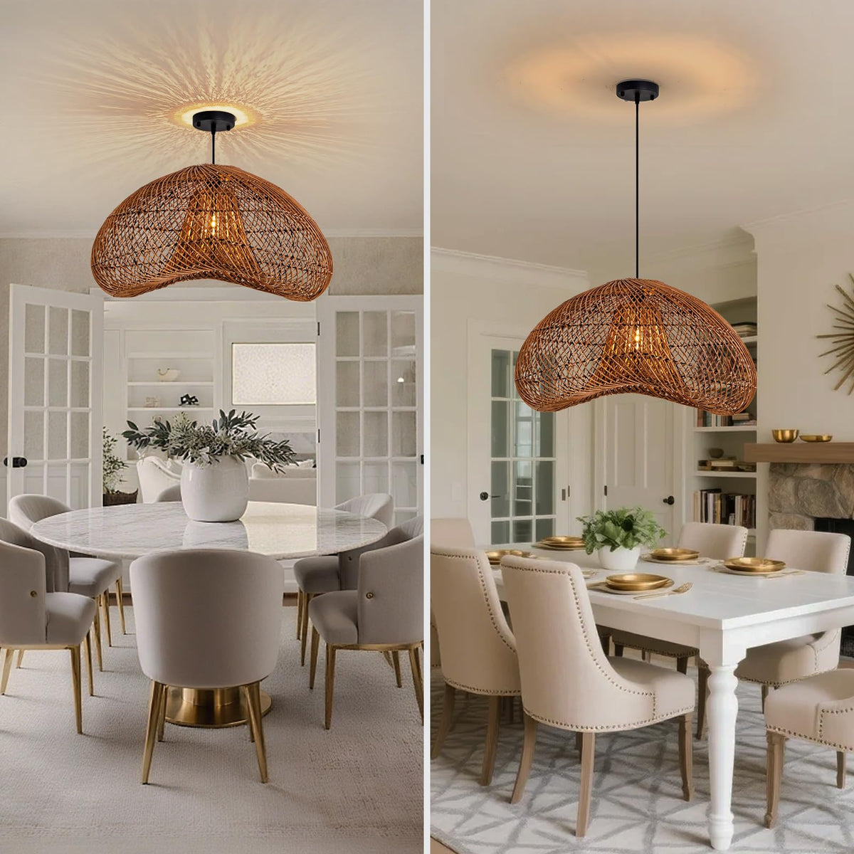 23.6" Rattan Pendant Light (Dark Brown / 23.6")