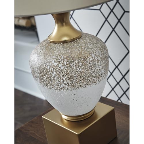 Tavisburg Glass Table Lamp (Brown/White/Gold / Table Lamp)