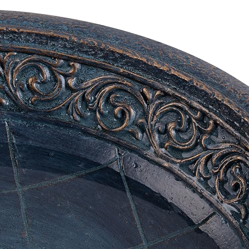 2 Tier Birdbath Water Fountain Outdoor Garden with Shallow Basin (Antique Copper)