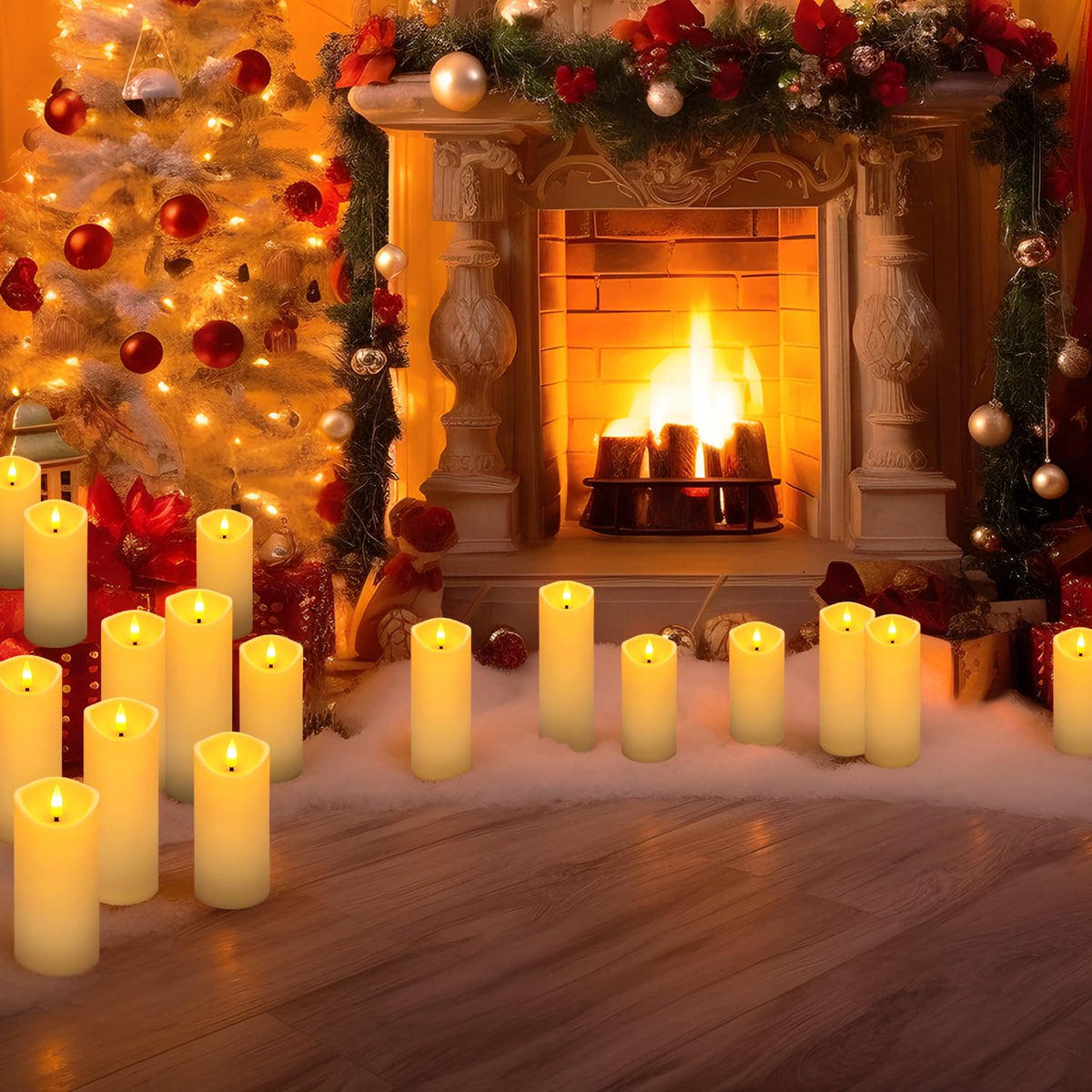 Christmas Decoration Flickering Flameless Candles - 24 Pack, Ivory-5