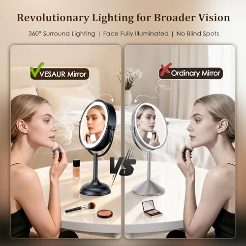 Professional 8.5" Large Lighted Makeup Mirror with Brighter Lights