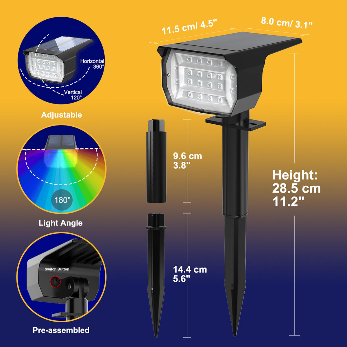 Solar Spot Lights Outdoor Color Changing