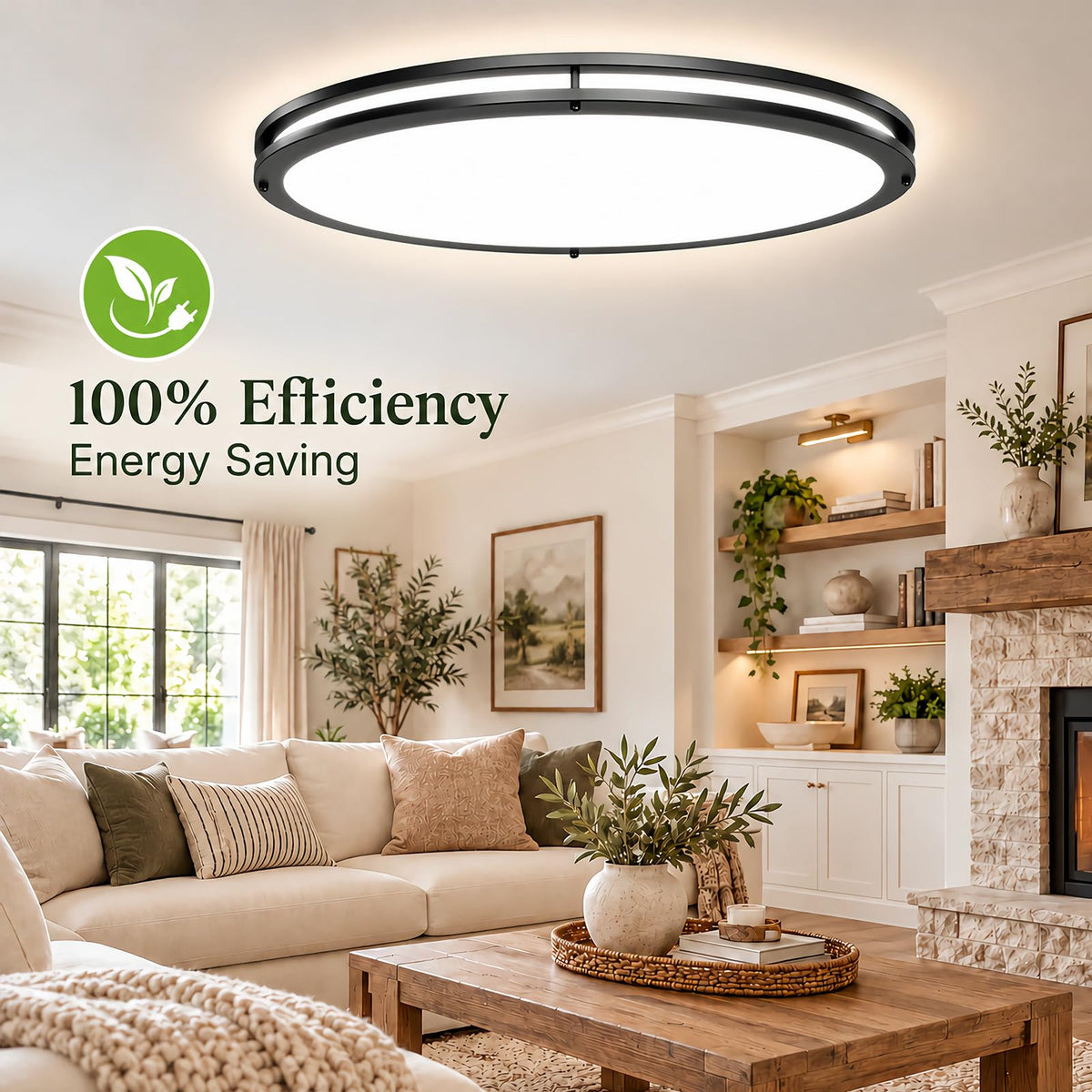 32 Inch Oval Flush Mount Ceiling Light Fixtures 48W 5CCT Selectable (Black / 32 Inch)