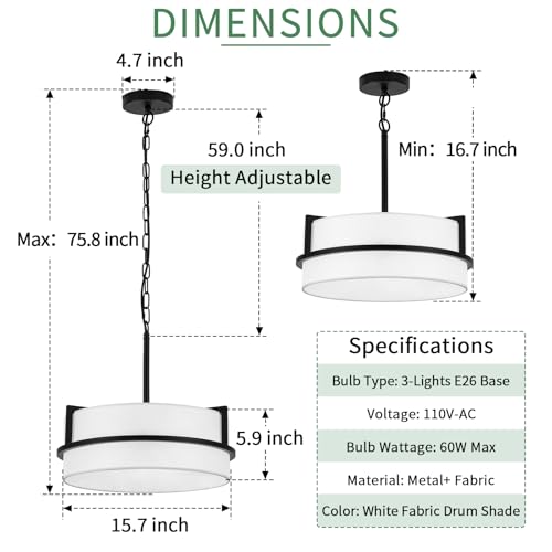 White Linen Drum Chandelier
