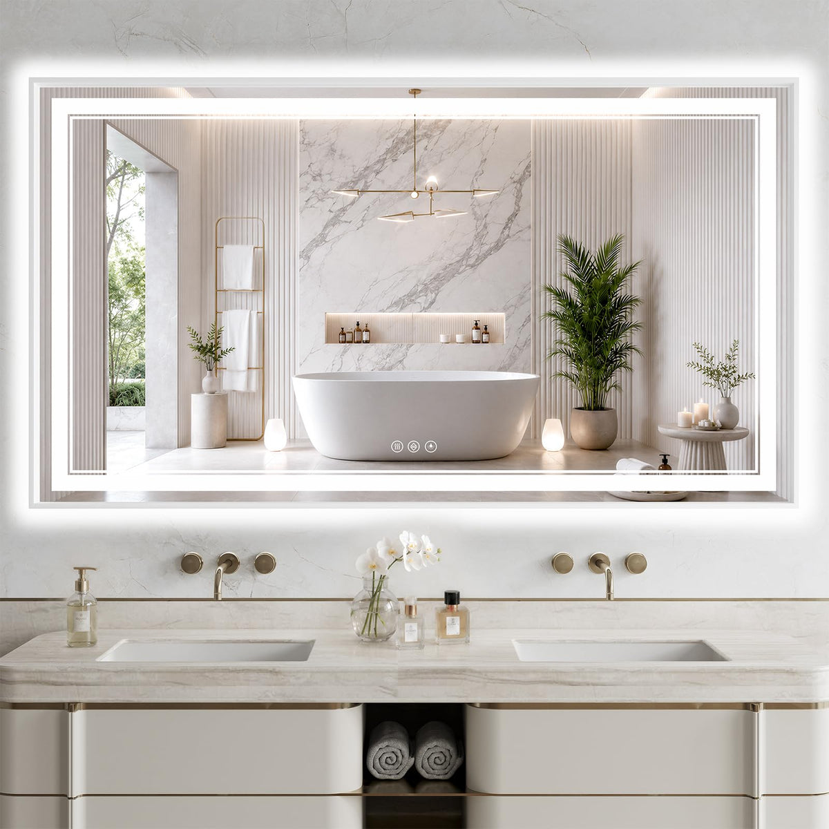 30"x60" LED Bathroom Mirror with Lights (White / 60"L x 30"W)