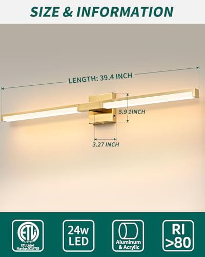 40 Inch Bathroom Vanity Light Fixtures (Gold - 1Pack / 40 inch)