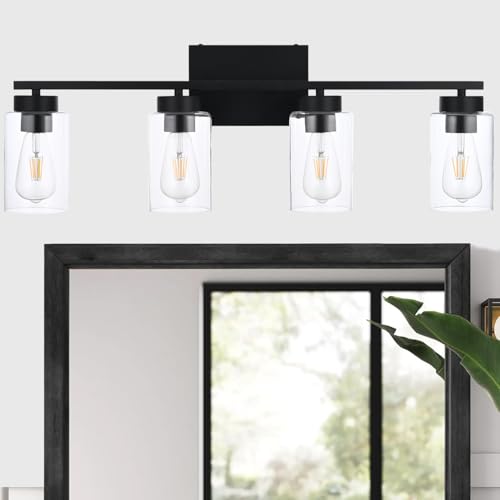4 Light Bathroom Vanity Light Fixtures (4 Lights Black)