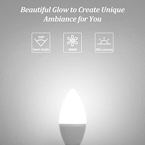 E12 Candelabra LED Light Bulbs 40W Equivalent (5000k Daylight White / 12 Pack)