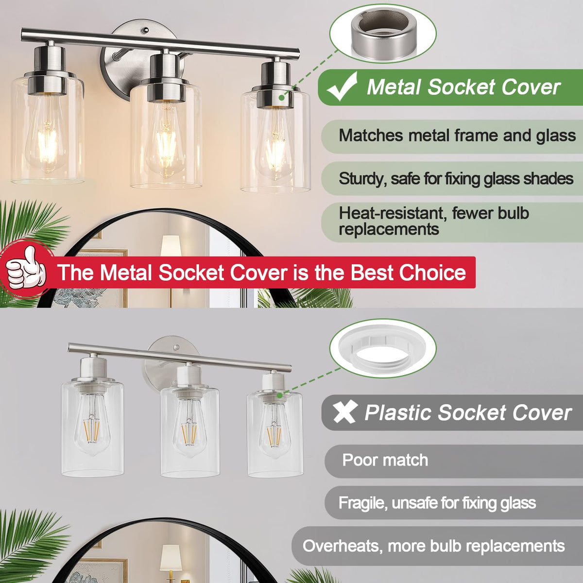 3 Light Bathroom Light Fixtures (Brushed Nickel / 3-light)
