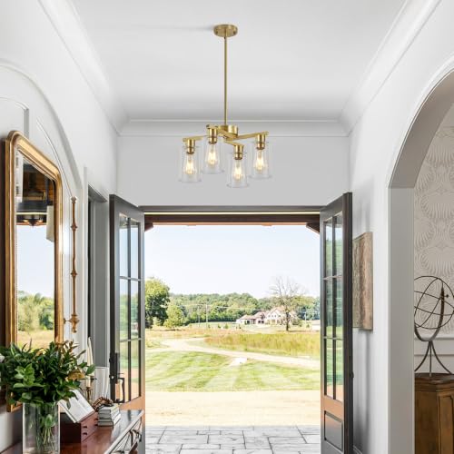 4 Light Brushed Gold Chandelier (Gold / 4-Lights/D18 '')